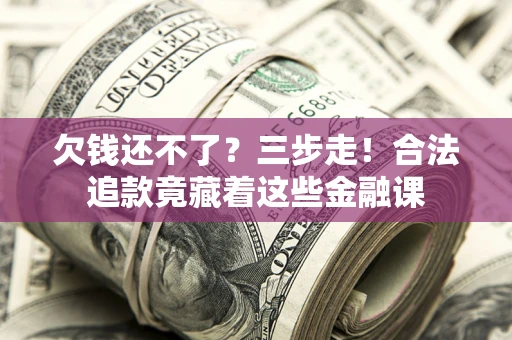 武汉欠钱还不了？三步走！合法追款竟藏着这些金融课